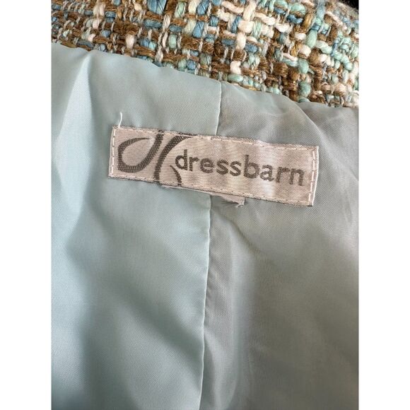 Vintage Y2k Dressbarn Blue and Brown Tweed Cropped Blazer Suit Jacket size Small - Picture 3 of 7